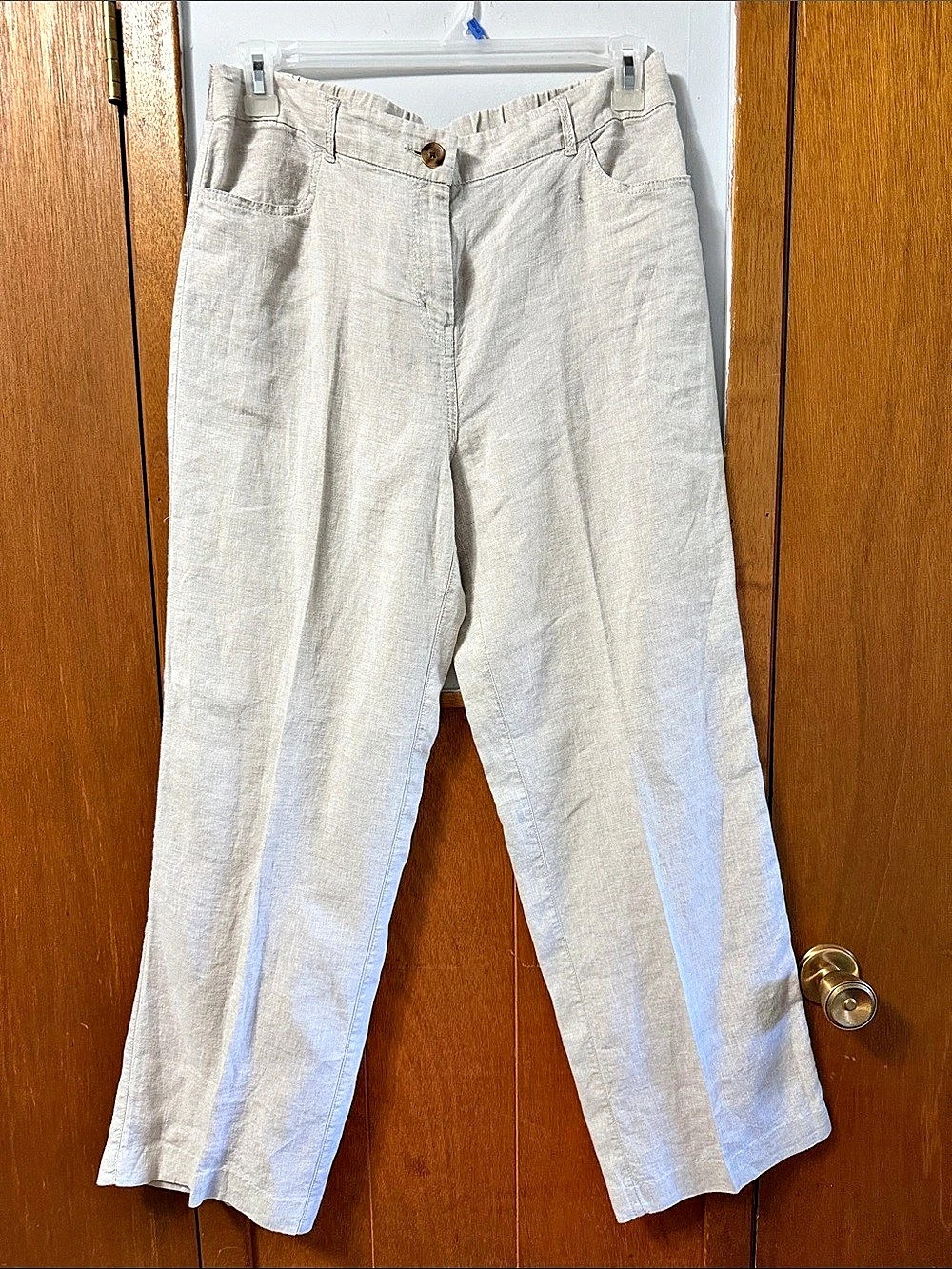Chico's Linen Straight-Leg Pants in Beige Size 1.5 Like New